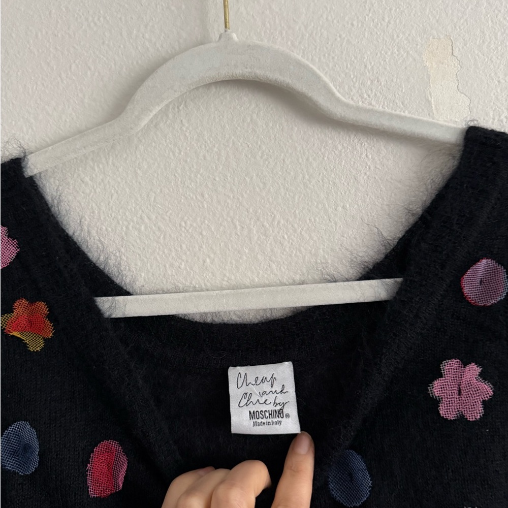 Moschino Cheap & Chic Vintage Y2K Sweater Tank Mohair Blend Floral Detail - Picture 2 of 6